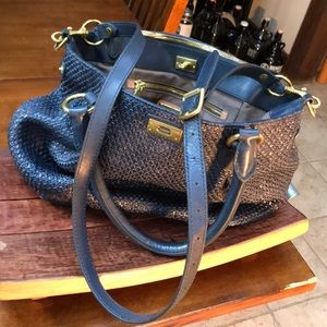 J Crew rattan/leather handbag